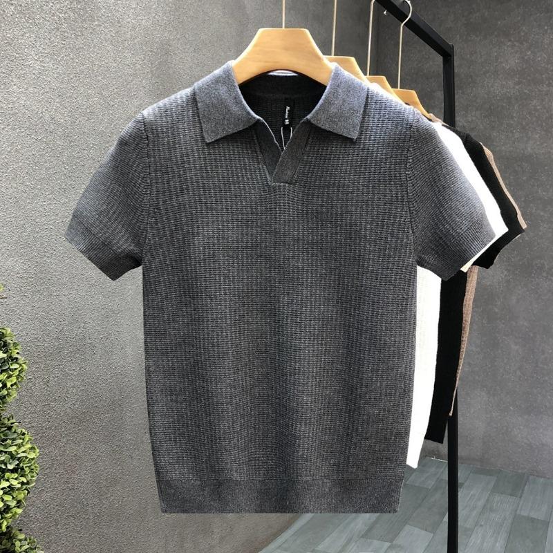 Men S V Neck Short Sleeve Knit Polo Shirt