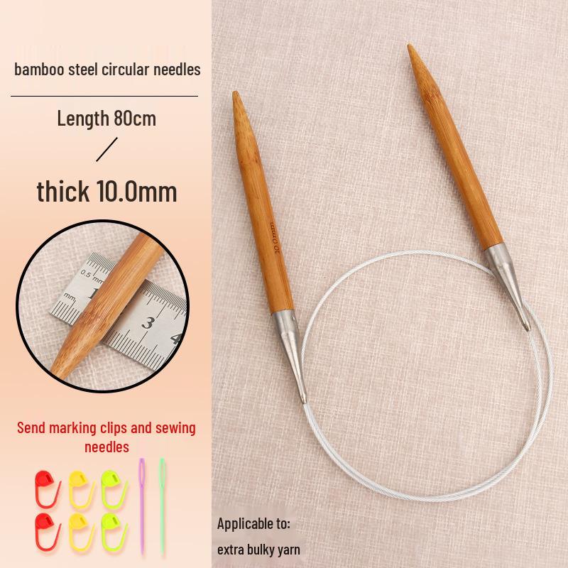 Bamboo-Steel Circular Knitting Needles, Full Set for Hand Knitting Blankets.
