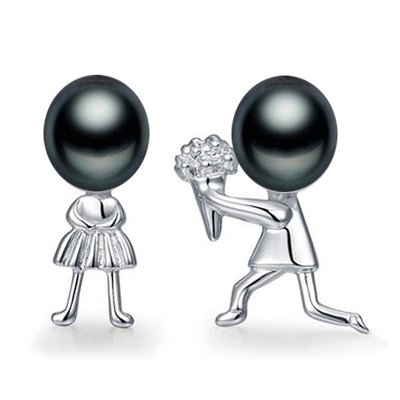 LSOOYH Romantic Propose Marriage Love Jewelry Natural Stone Freshwater Pearl Earrings Unique