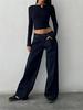 2026 Women's Casual Wide-Leg Non-Stretch Washed Denim Jeans - American Retro Low Waist