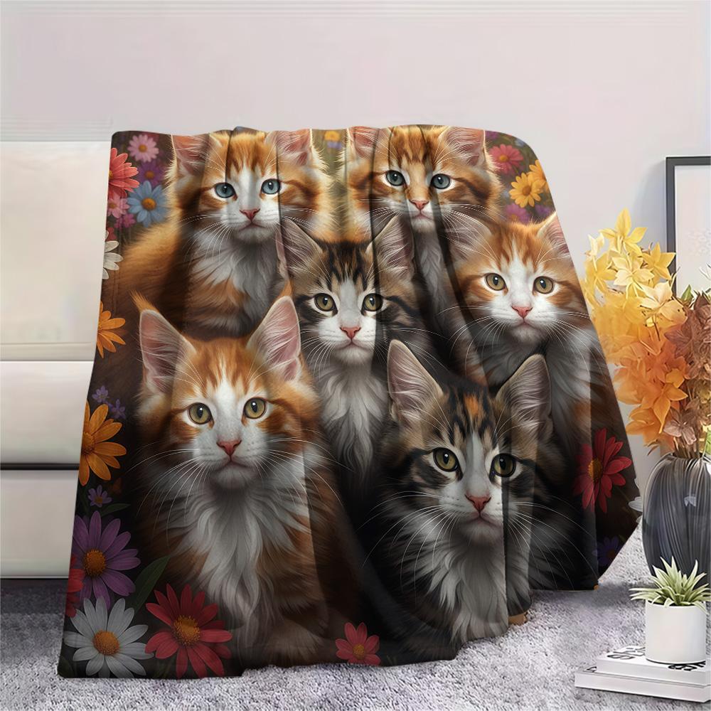 1PC Animals Print Flannel Blanket, High quality Comfortable for All Seasons, Home Decor, Warmth and Comfort