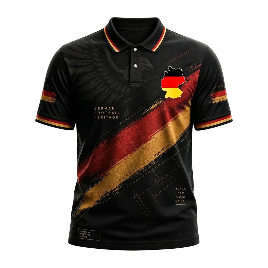 Men's Summer Short Sleeve Polo Shirt Printed Design with Collar Button Front Casual Fit Lightweight Breathable Fabric