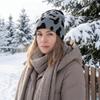 Keep Warm Pullover Hat Ear Protection Winter Beanie Hat Casual Cow Pattern Knitted Hat  Skiing