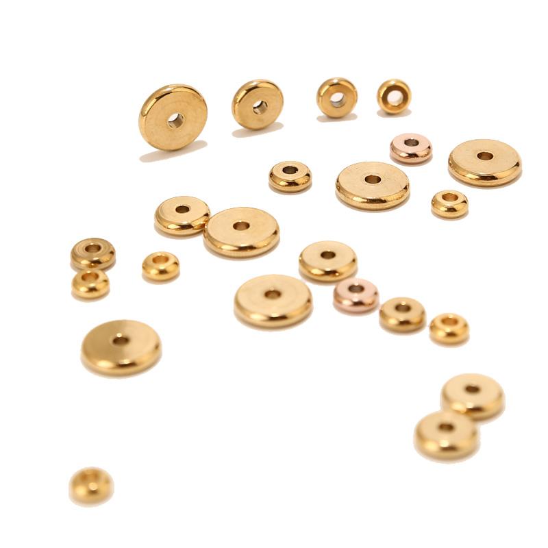 20st Rostfritt Stål Runda Platta Mellanläggspärlor 4mm 6mm 8mm 10mm Lösa Pärlor för Smyckestillverkning DIY-material Hål 2mm