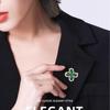 Vintage Brooches Imitation Emerald Leaf Shape Sweater Pins French Style Exquisite Corsage All-match Suit Prom Dress