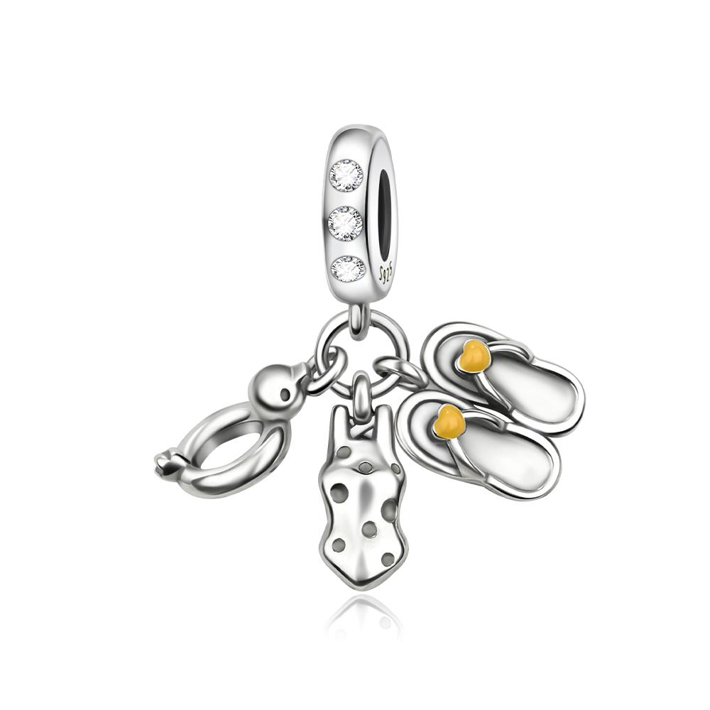 

Ahthen copper Bead Charms Life preserver, flipflops Charm fit Snake Chain Bracelets Necklaces for Women Jewellery Making