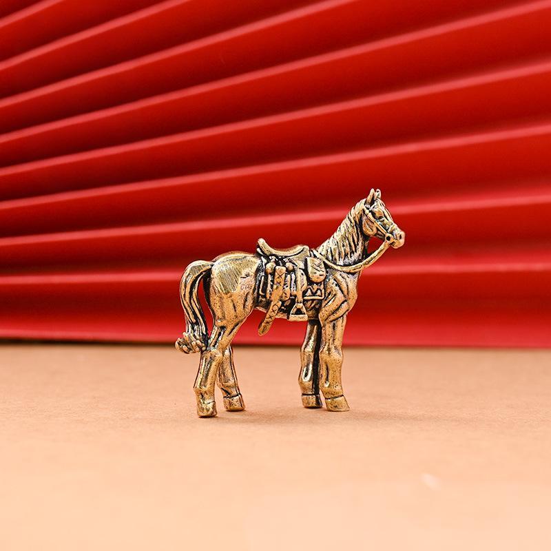 1 Pc Brass Horse Figure Home Decor Ornament Handicraft Get Rich Theme Statuette for Enhancing Wealth And Equestrian Decor
