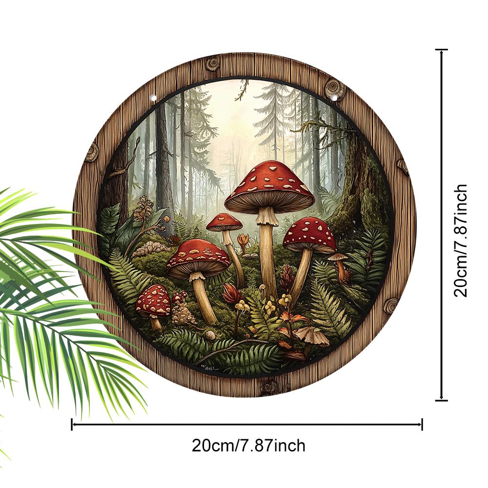 2D flat hanging decorative signs,nterior wall or door decoration, garden decoration,the pattern is red mushroom forest,a housewarming gift for friends