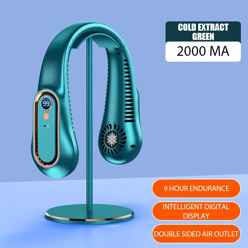 Hanging Neck Fan Portable Bladeless Neck Fan Rechargeable Air Cooler Digital Display Mini Summer Sports Fans Portable Fan Neck