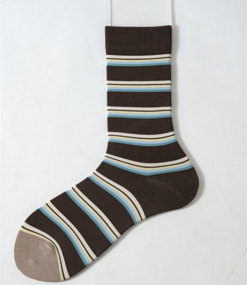 European Goods Early Autumn Retro American Color Striped Socks Contrast Stripes Can Be Revealed Style Pure Cotton Mid-Tube Stacked Socks