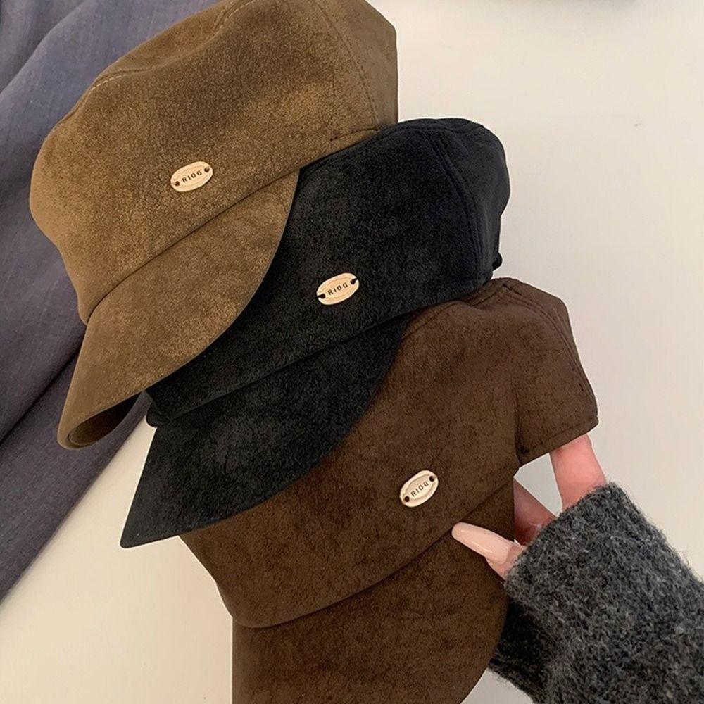 Vintage Suede Beret Flat Brim Beanie Cap Fashion Painter Berets  Women