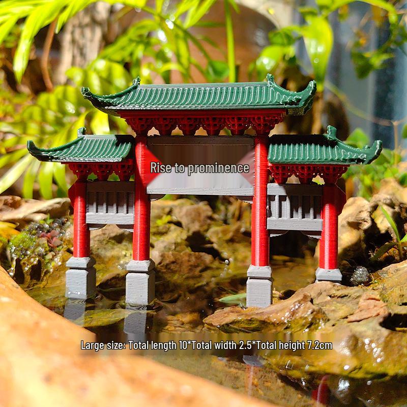 Ancient Chinese Paifang Rockery Bonsai Micro Landscape Ornaments