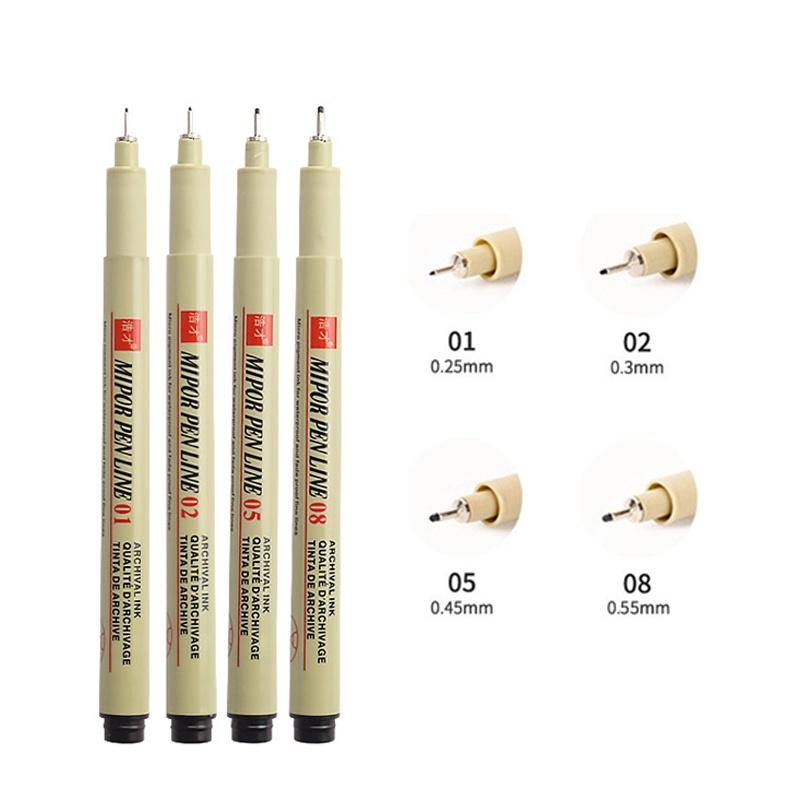 12/9/4Pcs Markers Micro Pen Kawaii Manga Hand-painted Drawing Hook Line Pen Fastdry Waterproof Sketching for Art Sketch Supplies