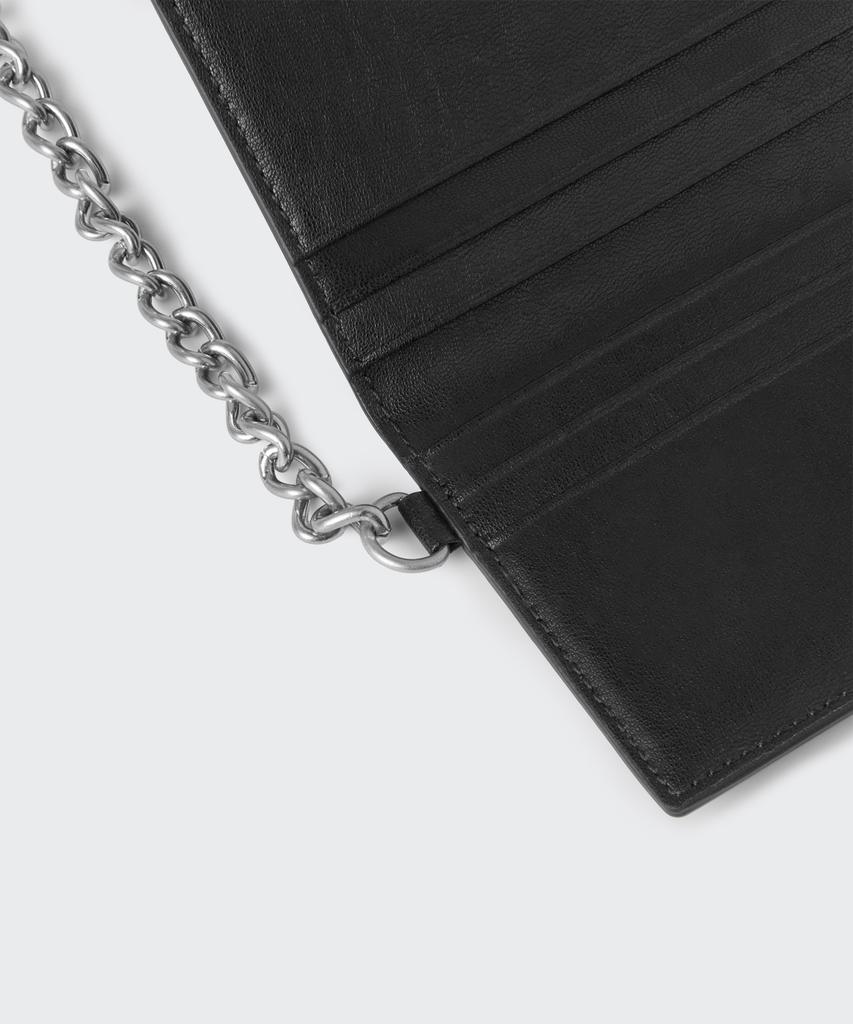 Musinsa Standard Crinkle Leather Chain Fold Card Wallet [Black]