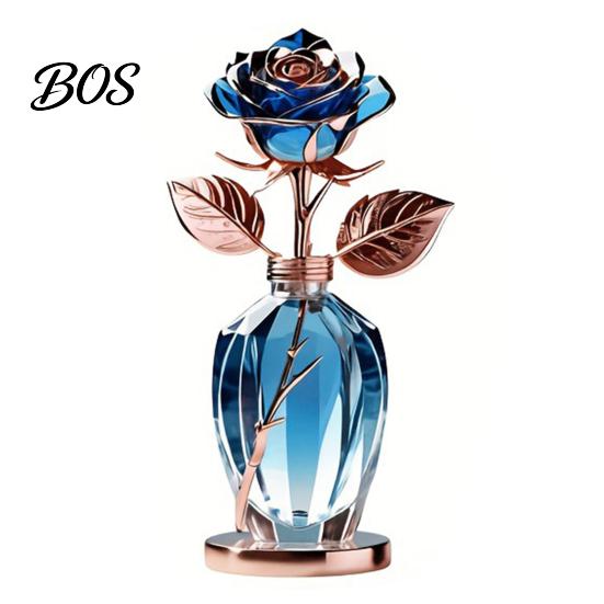 Crystal Rose Ornament Acrylic Ornament, 2D Flat Flower Decoration with Base, Table Art Centerpiece Romantic Desktop Decor for Home Shelf Cabinet