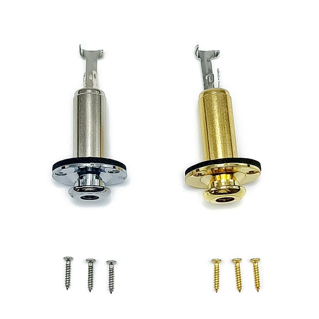 2Pcs Acoustic Electric Guitar Mono Endpin Socket Plug 6.35mm Guitar Strap Button Plug Socket End Pin Output Socket