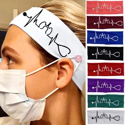 Elastic Headband with Button Yoga Workout Running Turban Hair Band Accessories