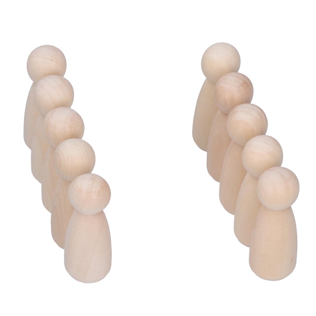10pcs Wooden Peg Figures Children"s Painted Graffiti Wood Dolls for Kids DIY Art Craft
