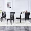 A Set of 2 Black Vintage Crocodile Leather Upholstered Dining Chairs, with Crystal Buckle and Faux Leather, Add Elegance and Mystery To Dining Area