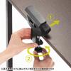 Sanwa Supply Power Strip Holder (Clamp Type, 360-Degree Rotation, Retractable, Black) TAP-CLAMP1BK