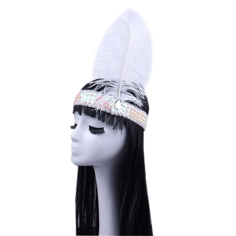 Festival Stage Performance Props Headband Indian Feather Hat Halloween Cosplay Savage Feather Headdress Carnival Masquerade