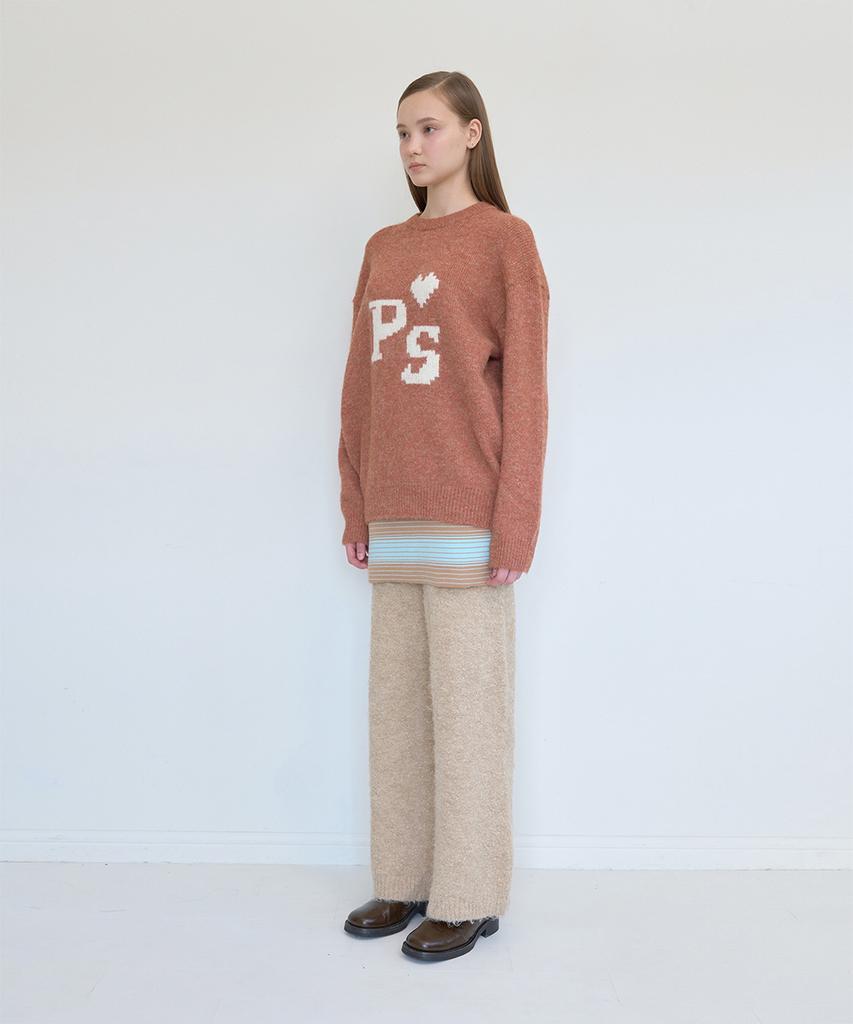 PISCESS Hairy Jacquard Sweater_Orange