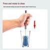 Silikon-Reinigungsbürste mit Druckknopf und Drehfunktion für Babyflaschen, Wasserbecher, Teetassen, Gläser - Langer Griff, Halbautomatisch