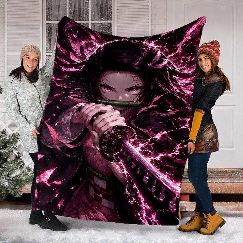 1pc nezouko3 Theme Blanket - Digital Print, Polyester, Cozy for All Seasons, Perfect for Outdoor, and Travel