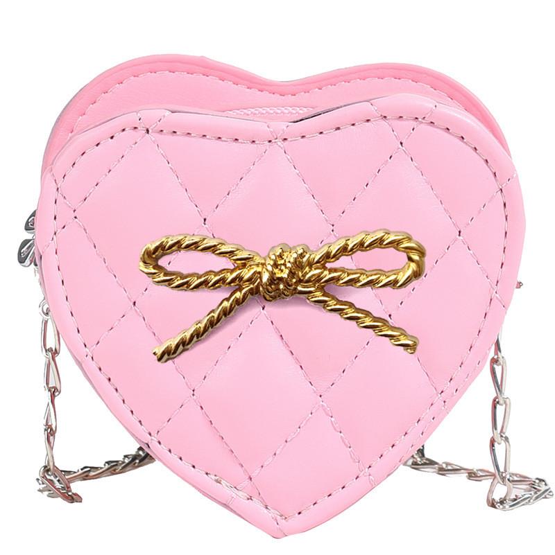 Pattern Heart Bowknot Fashion Leisure Kids Crossbody Bag Girl Cute Purse