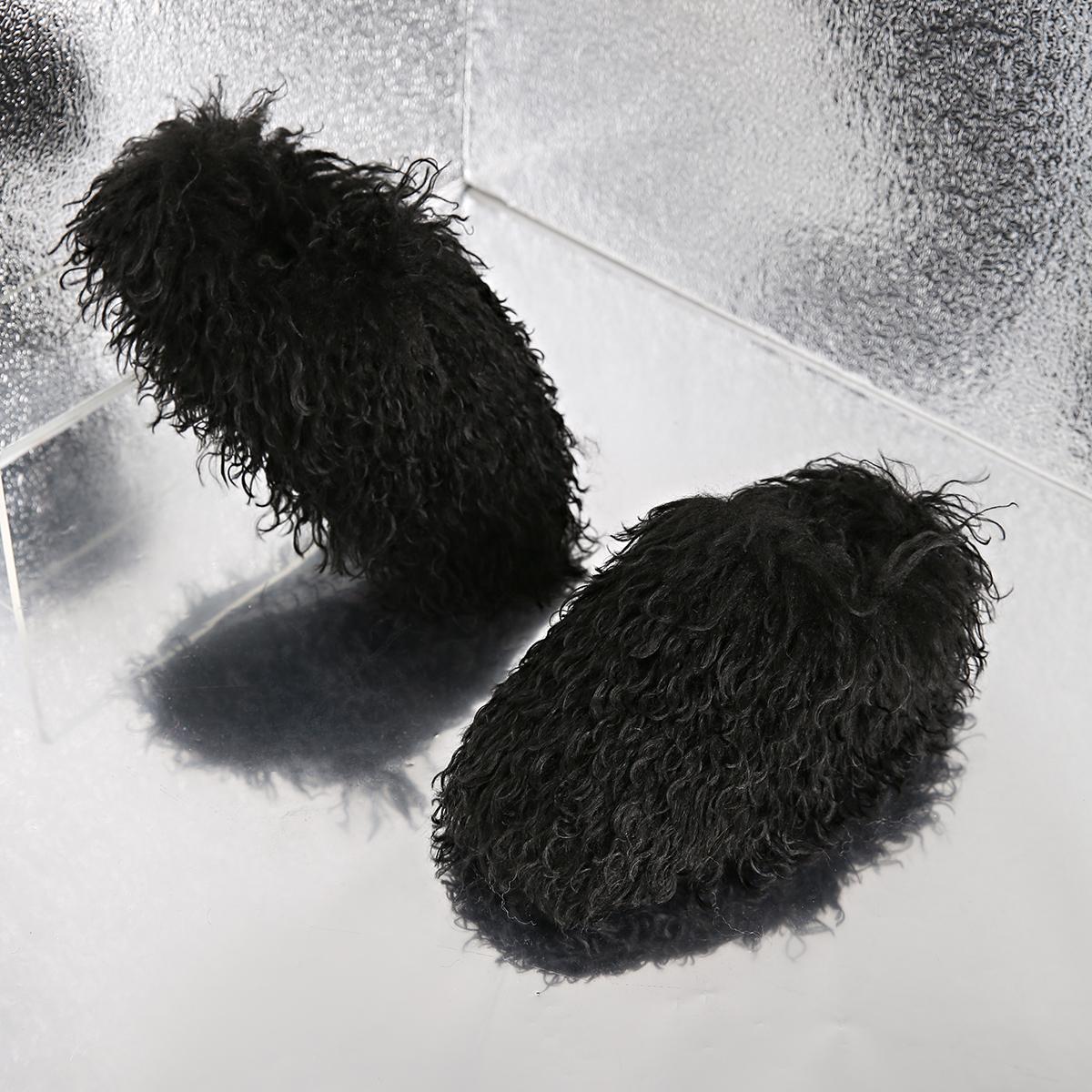 

Модные меховые зимние сапоги на платформе, модные женские хлопковые тапочки на плоской подошве, трендовые повседневные прогулочные туфли «Челси» из хлопка, зимние домашние ботинки для женщин 43 чёрный