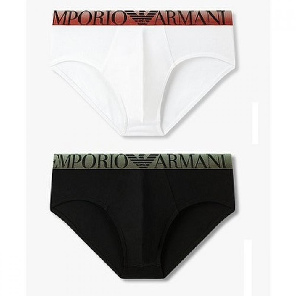 Emporio Armani Мужские хлопковые трусы с градиентной полосой, 2 шт. L(105)