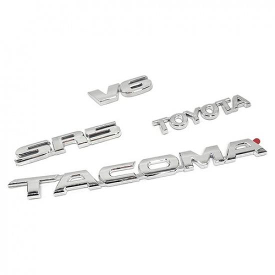 Set Of 4 For Tacoma Emblem 2005-2015 SR5 V6 Accessories Chrome Tailgate Badges