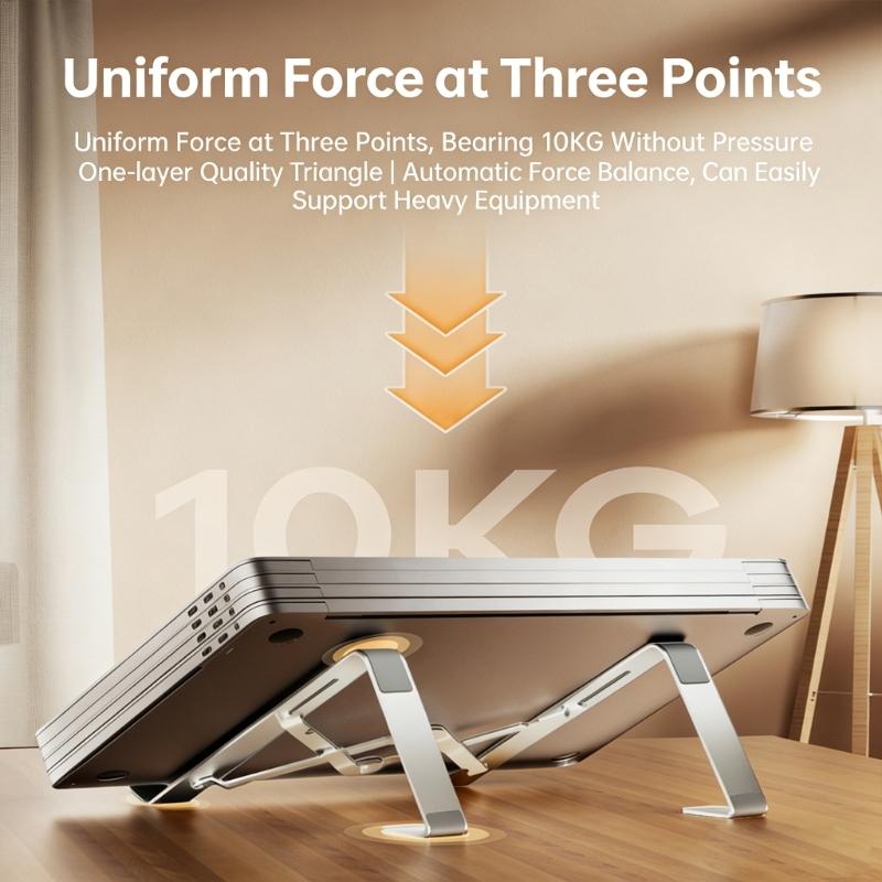 Foldable Computer Risers, Metal Notebook Support with AntiSlip Silicone Pad for Computer Notebook Tablets