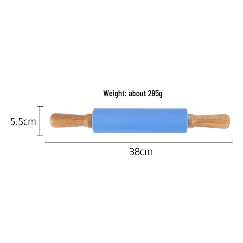 Silikon Nudelholz mit Massivholzgriff - Antihaft Küchenwerkzeug für Knödel und Backen