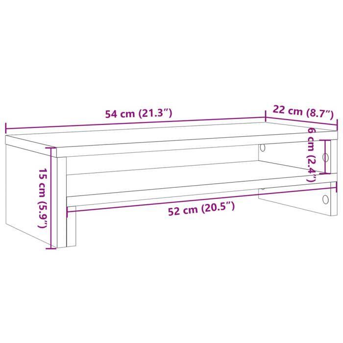 VidaXL Support de moniteur sonoma gris 54x22x15 cm bois d'ingénierie, support de moniteur pour bureau, étagère de moniteur, 854774