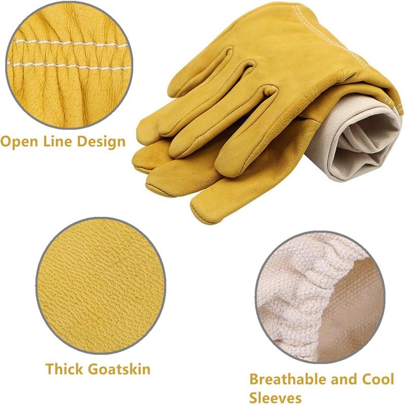 Honungsskördshandskar Binsynshandskar Skyddshandskar för biodling Andningsbara Kanvas Getläderärmar För Bi-Skydd
