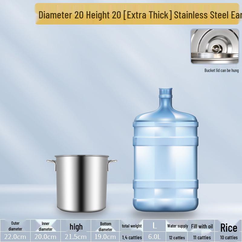 304 Stainless Steel Soup Pot with Lid - Thickened Round Barrel for Commercial Use, Ideal for Rice, Water, Braised Meat, and Porridge.