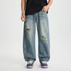 New Spring and Summer Jeans Scimitar Banana Pants Ripped Super Soft Loose Straight Wide-leg Pants