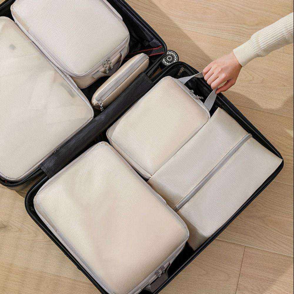 4pcs Foldable Compression Packing Cubes Bag Multi-Purpose Luggage Storage Cases  Travel