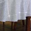Lattice Oval Tablecloth Rustic Embroidery Cotton Linen Fabric Grey Checkered Table Cover Tablecloths for Kitchen Dining Party Tabletop Decoration 60