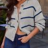 Long-sleeved Sweater for Women 2025 Autumn and Winter New Fashion Striped Loose Knitted Cardigan Jacket Top