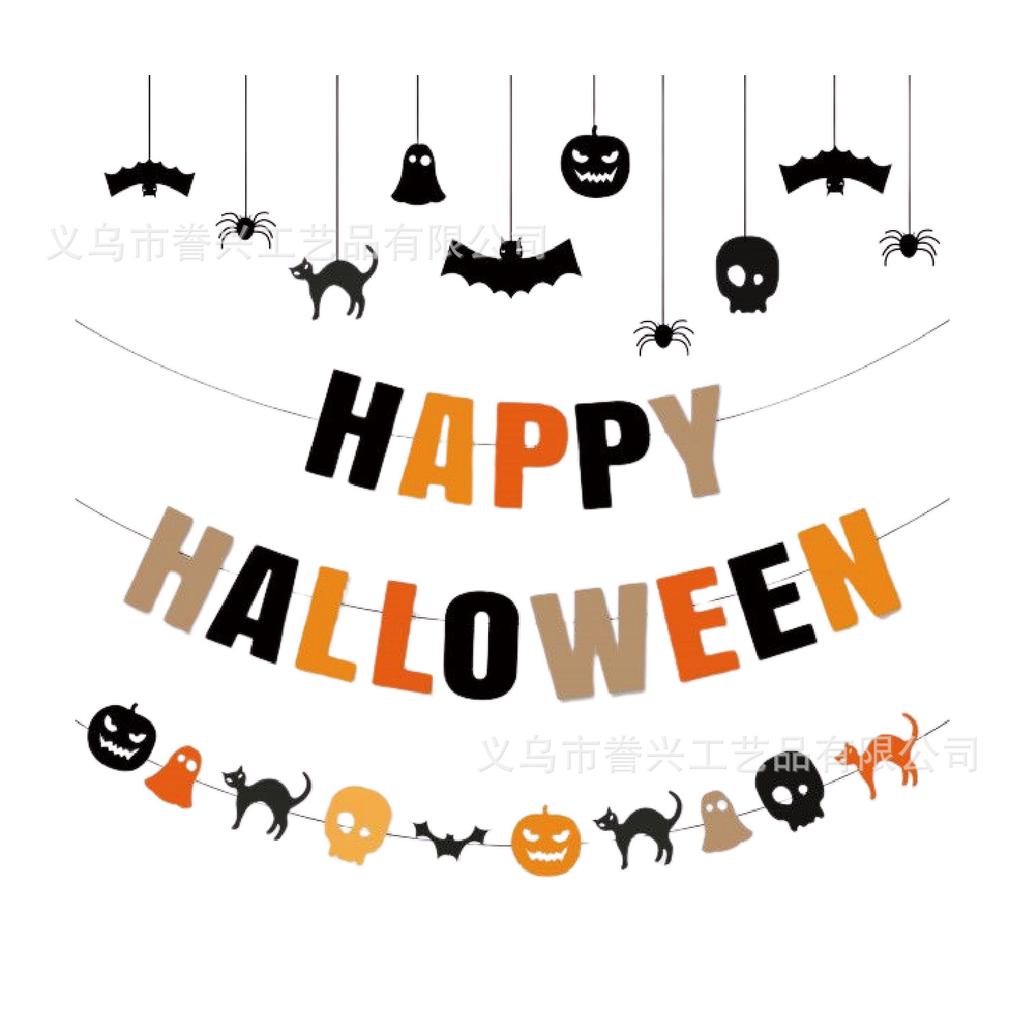 Halloween Flagga Festdekoration Dödskalle Spöke Väggdekoration Feststämning Arrangemang Banner Latte Blomma