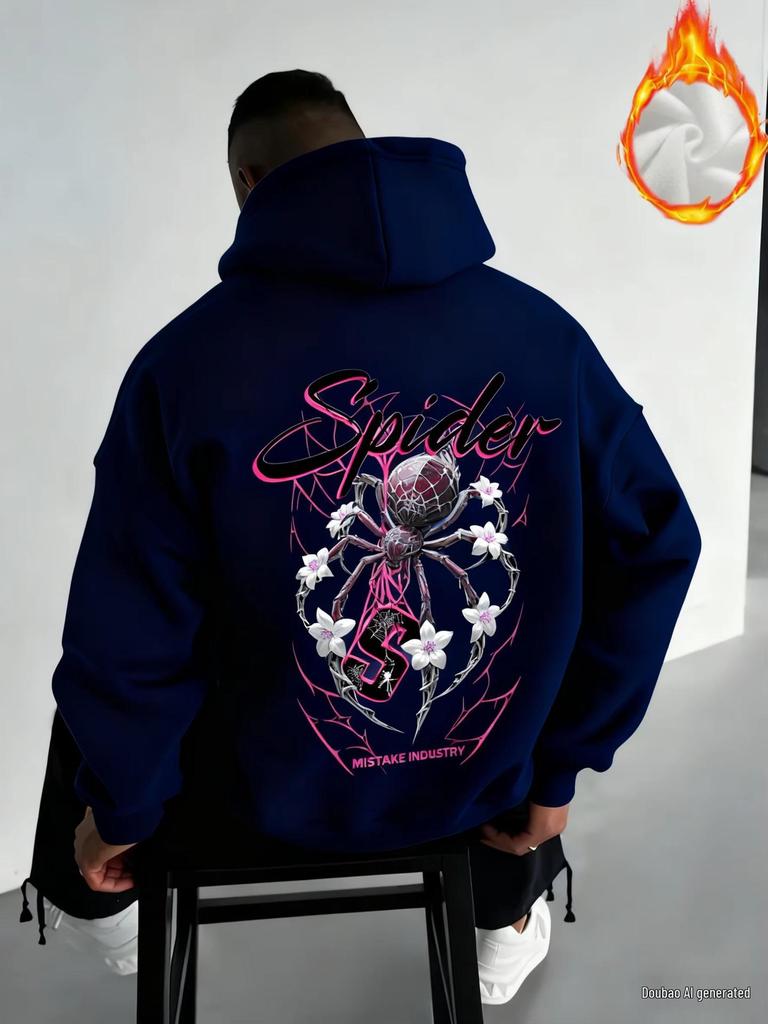 2025 Men's Spiderweb Graphic Sport Pullover Hoodie Sweatshirt