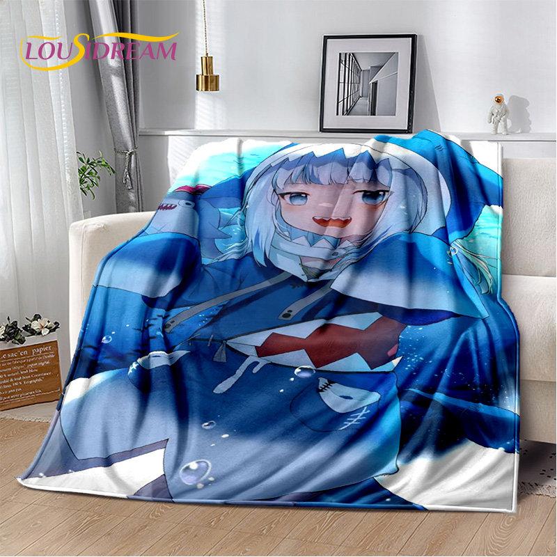 Gawr Gura Hololive Cute Anime Soft Plush Blanket,Flannel Blanket Throw Blanket for Living Room Bedroom Bed Sofa Picnic Cover Kid