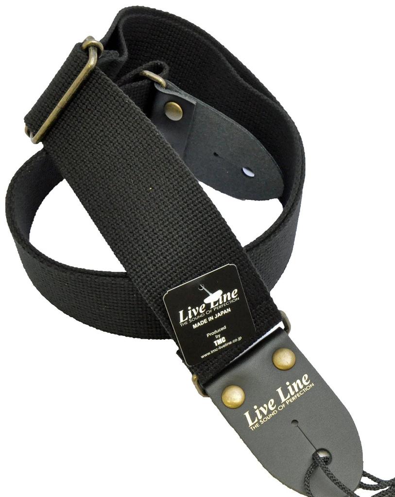 LIVE LINE Live Line AC Material Regular Type Guitar Strap LS1800CBK (Black)