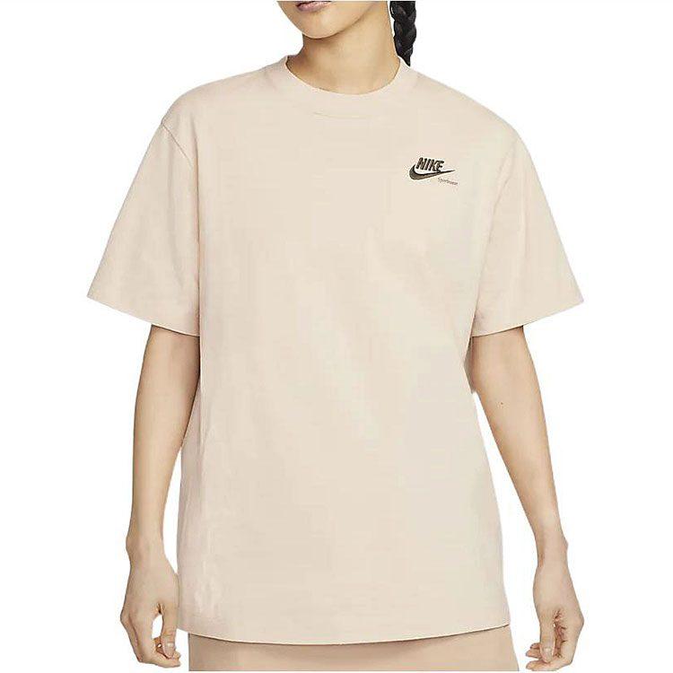 Nike Women'ss Retro Graphic Print Pullover Crewneck T-Shirt Beige DR9025-126