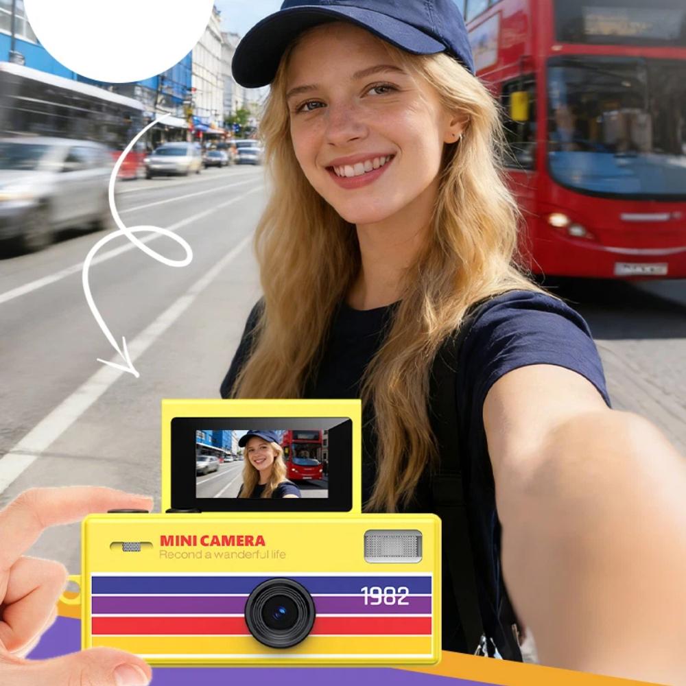Retro Mini Palcová Kamera, HD Foto a Video, Výklopný Displej pro Selfie, Přenosný Digitální Fotoaparát pro Studenty