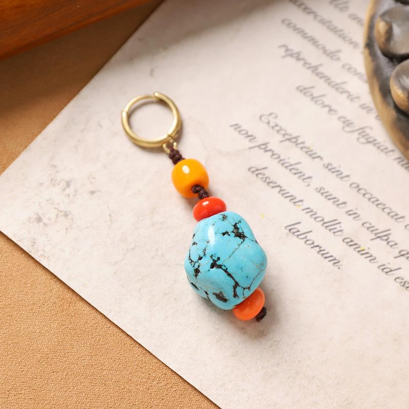 

Tibetan woven turquoise ear buckle retro earrings men s stud earrings personalized Tibetan Ding Zhen earrings women s earrings