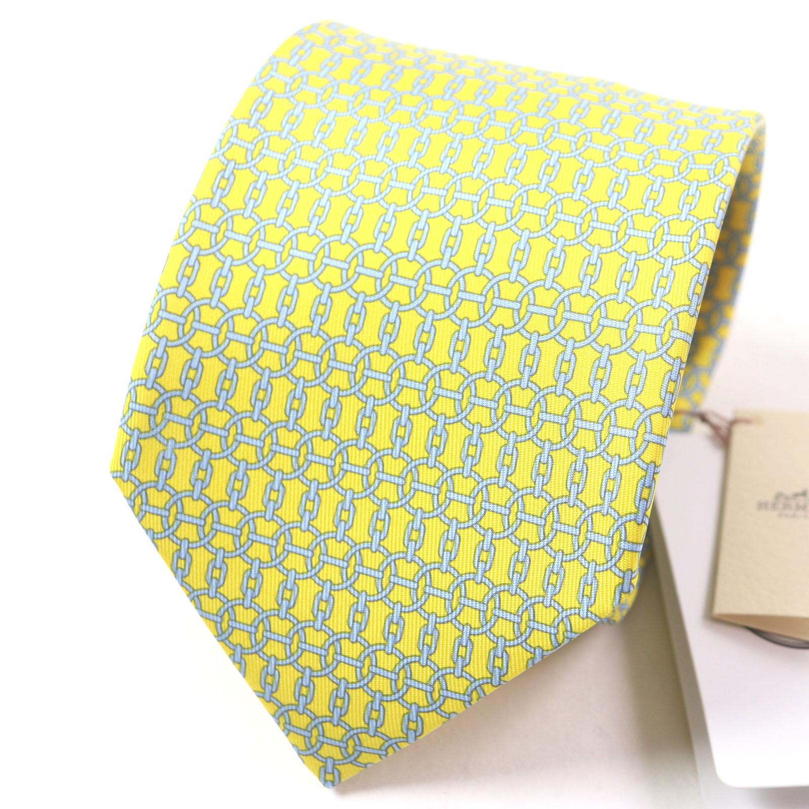 Pristine HERMES tie Purchased in 2020 Cravatt Chain All-over Pattern silk mens Used