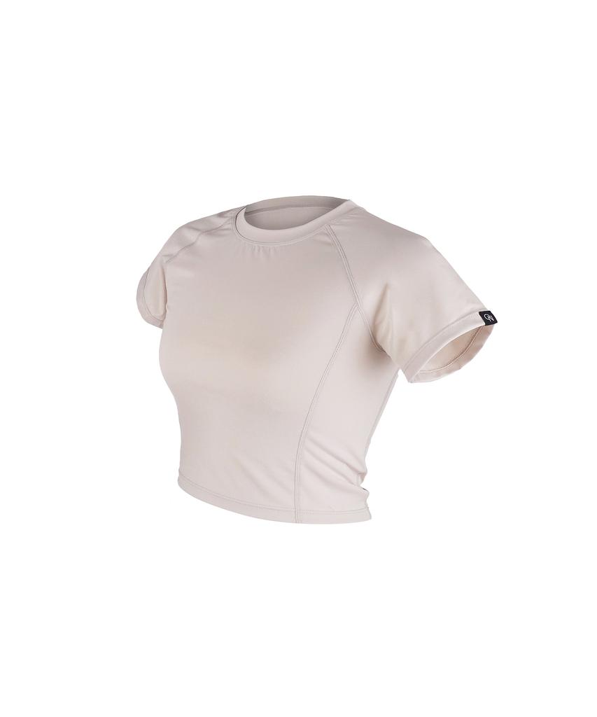AINIFFON Air Cooling Short Sleeve Crop Top Cocoa Beige